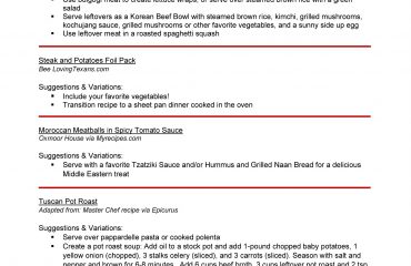 Recipes & Additional Resources