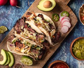 Brisket Tacos with Triple Salsa