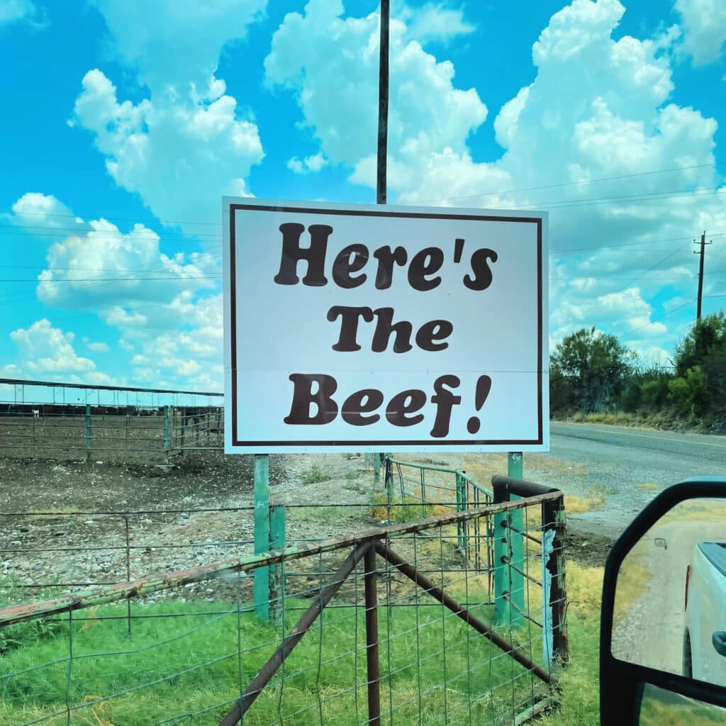 Sign at La Babia Feef Yard in Quemado, Tx - BeefLovingTexans.com