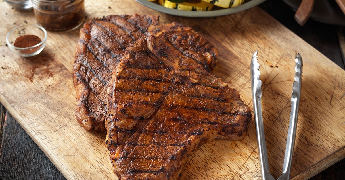 Grilled T-bone Steaks with BBQ rub