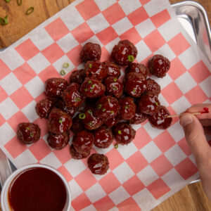 Smoked Meatballs with BBQ Glaze