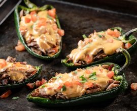 Brisket Stuffed Poblano with Queso