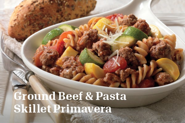ground beef & pasta skillet primavera