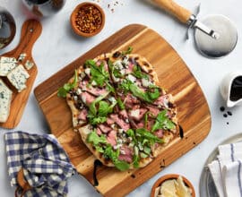Black and Blue Beef Steak Pizza