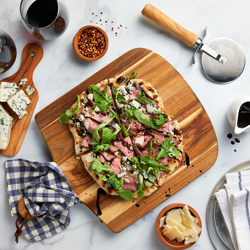 Black and Blue Beef Steak Pizza