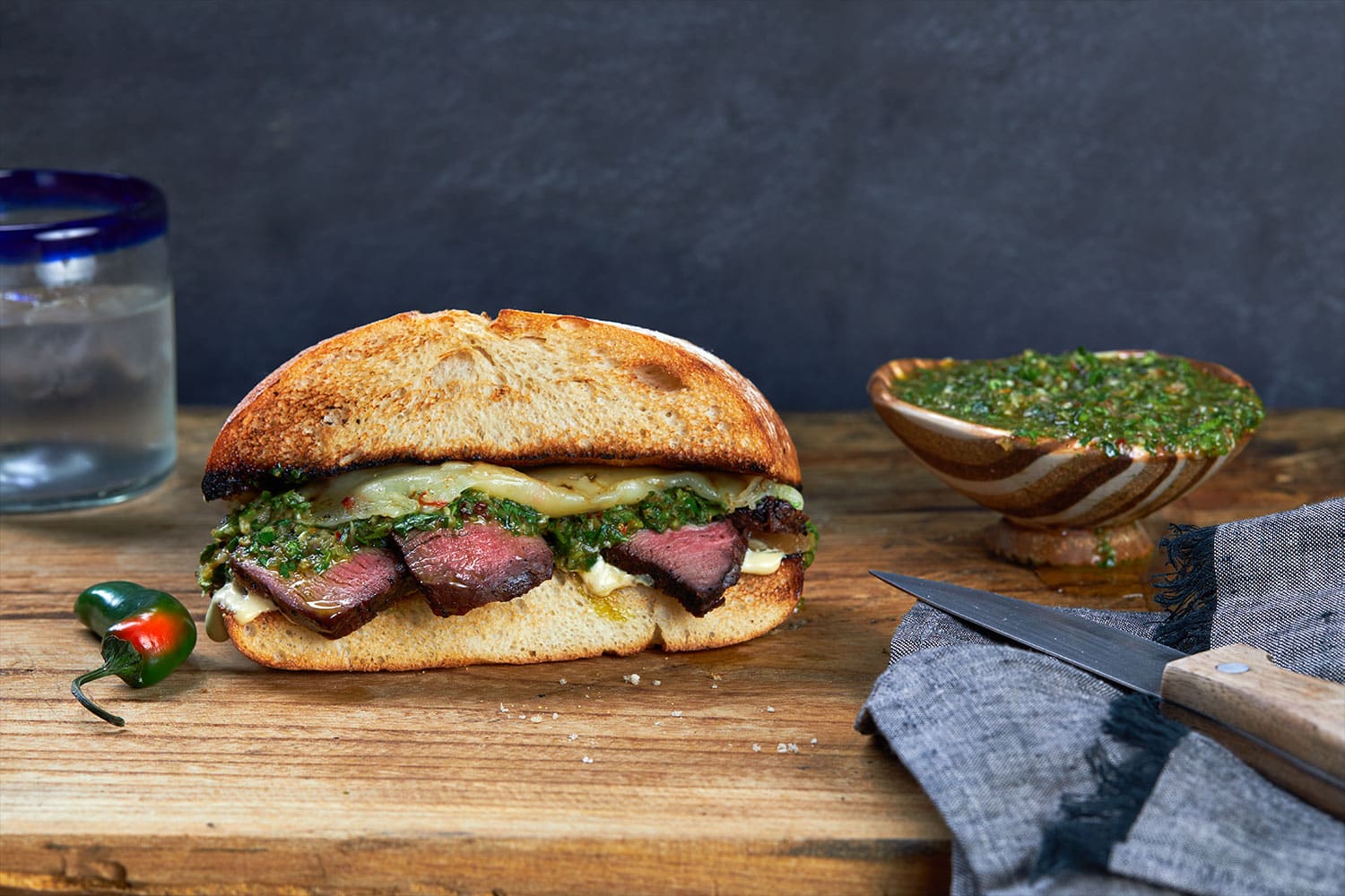 Chimichurri Filet Mignon Steak Sandwich