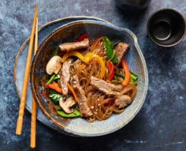 Japchae Korean Beef Stir-Fry with Glass Noodles