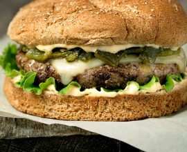 Roasted Poblano Burger with Pepper Jack Cheese
