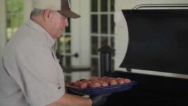 Smoked Beef Meatballs with Sticky Barbecue Glaze