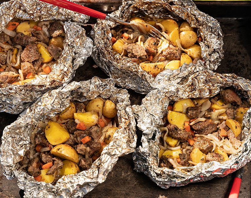 Campfire Steak and Potatoes Foil Pack