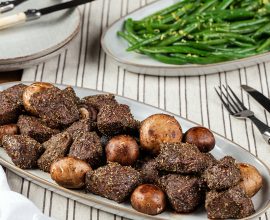 Air Fryer Herb-Seasoned Sirloin Mushroom Bites