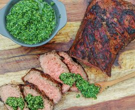 Grilled Beef Tri-Tip with Arugula Pesto