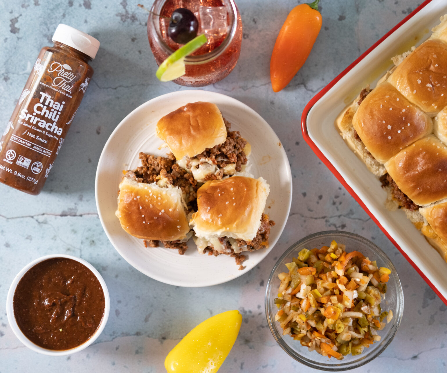 Cheesy Sriracha Sloppy Joe Sliders