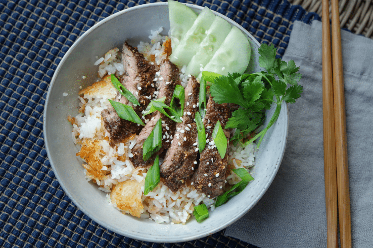 Szechuan Skirt Steak with Crispy Rice