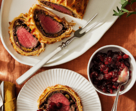 Beef Wellington With Chestnut Stuffing & Roasted Cranberries